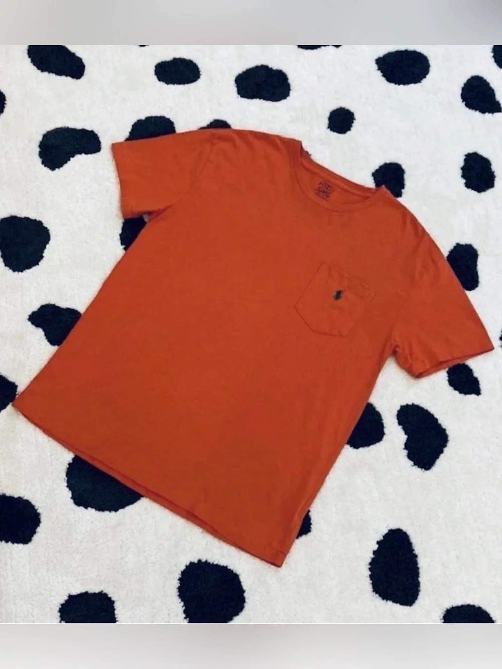 Polo Ralph Lauren Mens Small Orange Classic Fit Pocket T Shirt Green Pony